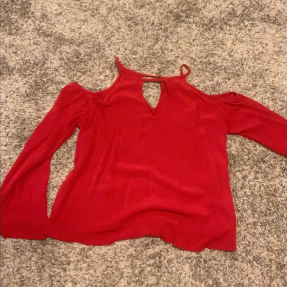 Red Cold Shoulder Top